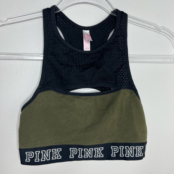 PINK Victoria's Secret Other - Victoria’s Secret PINK high neck sports bra. Mesh. Green/black. Size Medium.